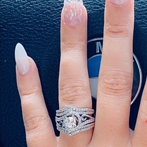 .36ctw 14KW diamond wedding guard ring